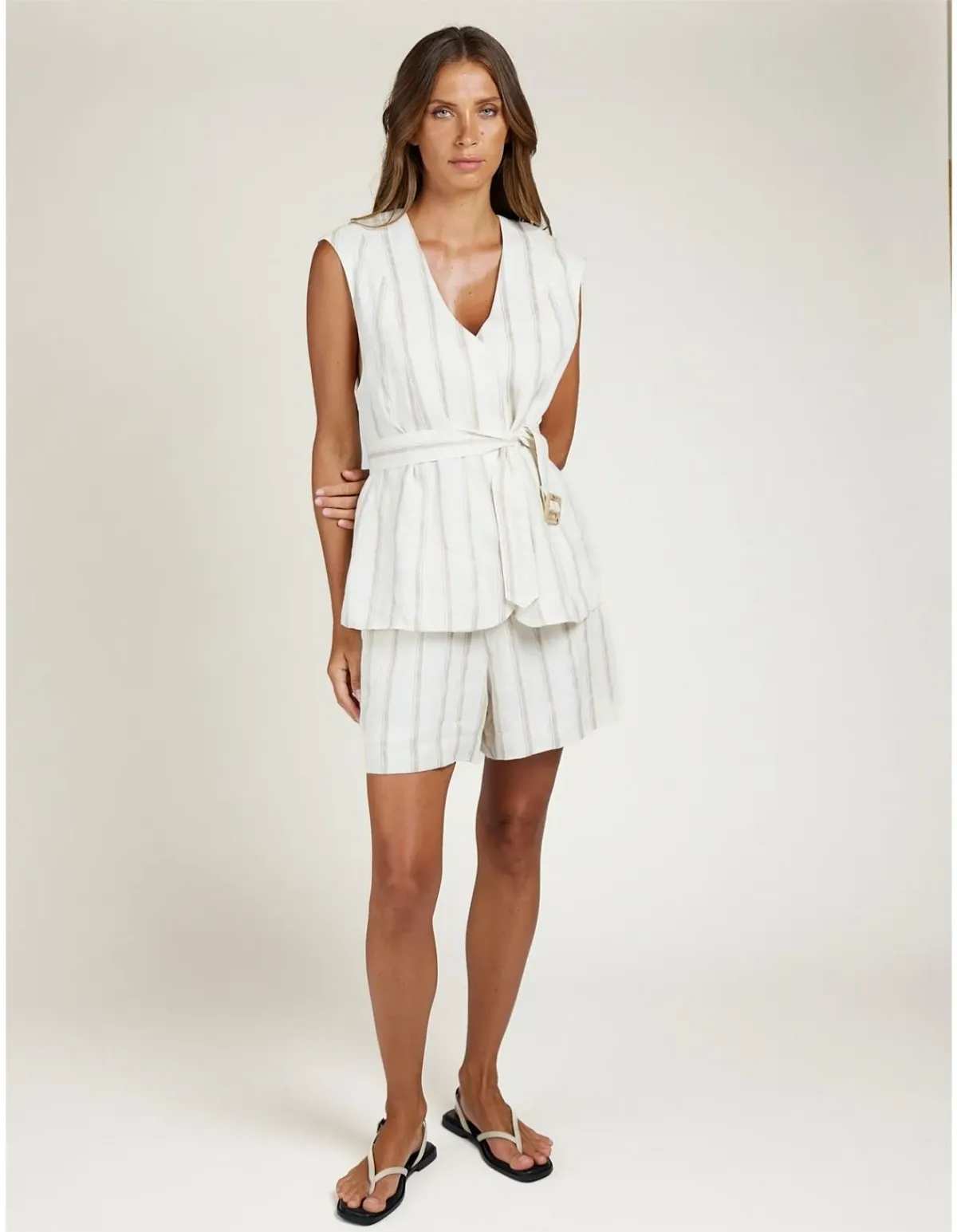 State Of Embrace The Vest Size 12 AU Taupe Stripe - Image 2