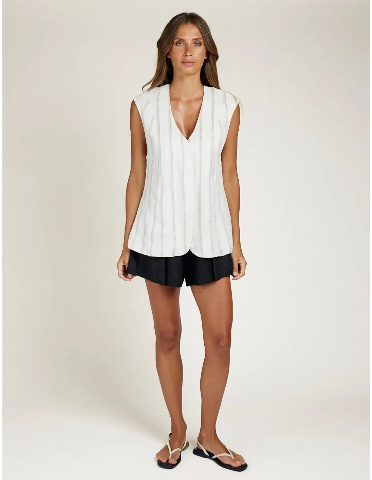 State Of Embrace The Vest Size 12 AU Taupe Stripe - Image 4