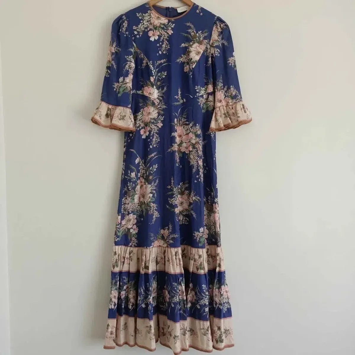 💙 Zimmermann Moonshine Floral Linen Maxi Dress Blue Size 0 / AU 8 💙 - Image 3