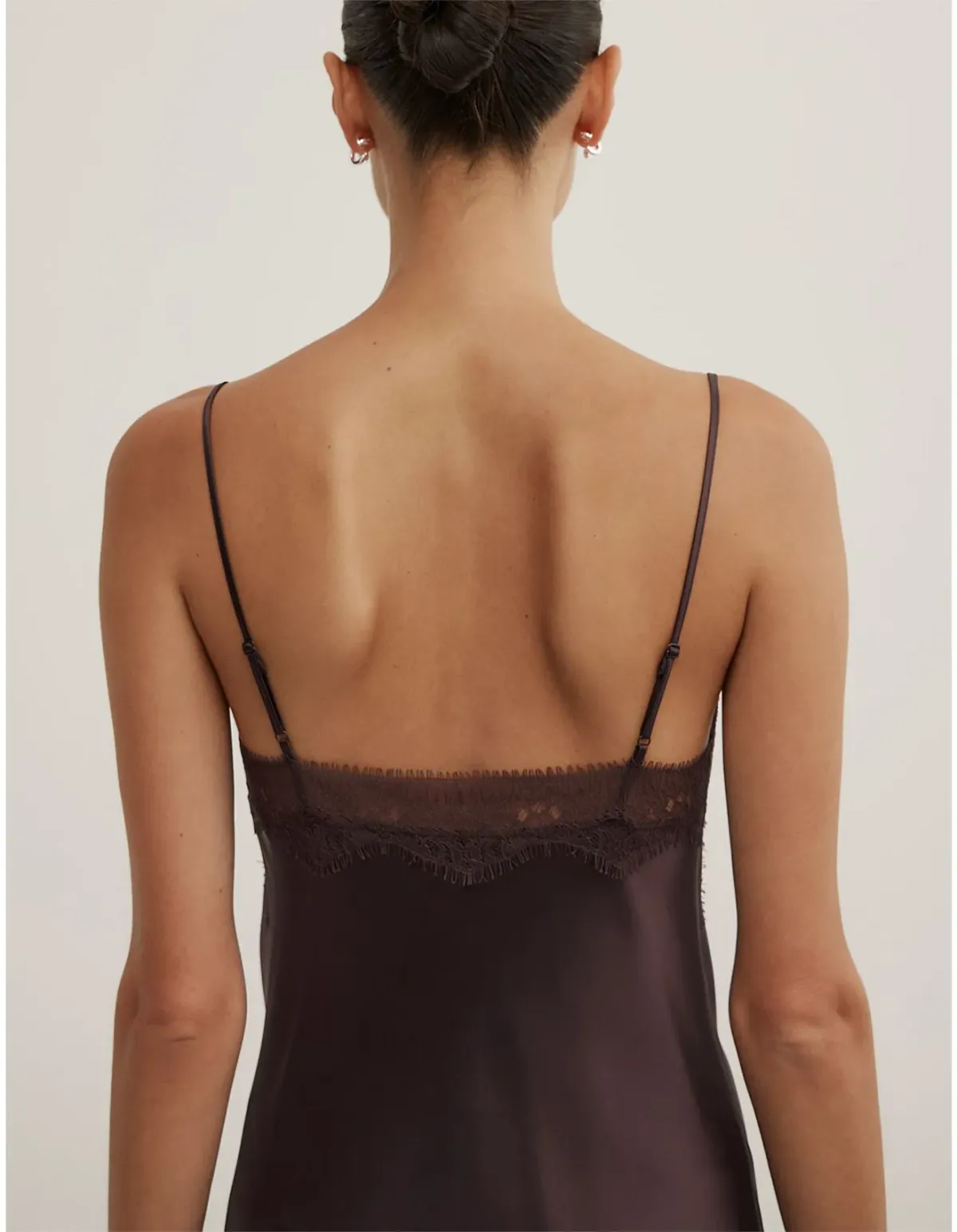 Witchery Lace Neck Slip Dress Size 12 AU Espresso - Image 4