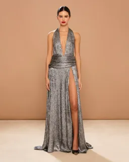 🖤 BRAND NEW - Sonya Moda Zephyr Gown in Silver Grey -Size 8 🖤 Formal Maxi Dress  for rent on The Volte - image 4