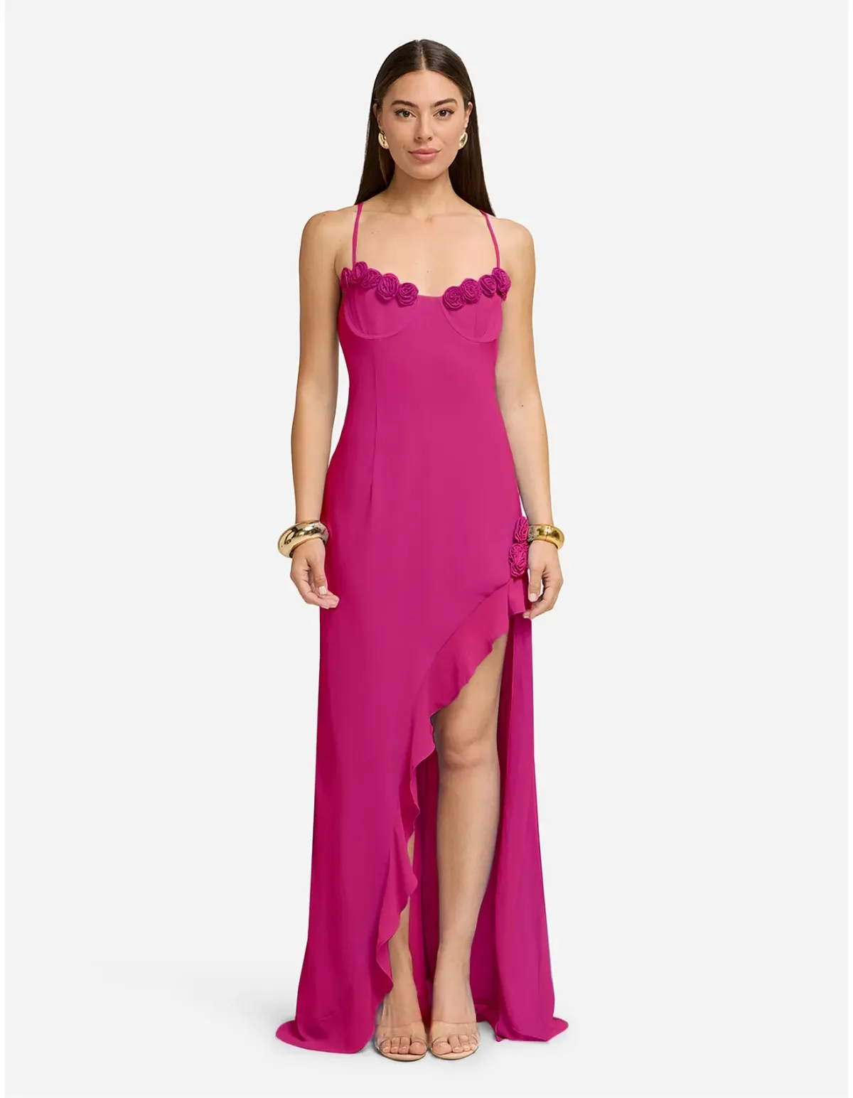 Runaway The Label Jionni Ruffle Maxi Dress Size S Berry - Image 1