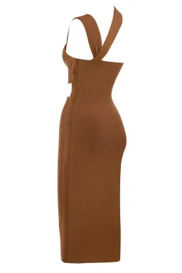 House Of CB Aina Cut Out Midi Dress Tan Size 12 for rent on The Volte - image 4