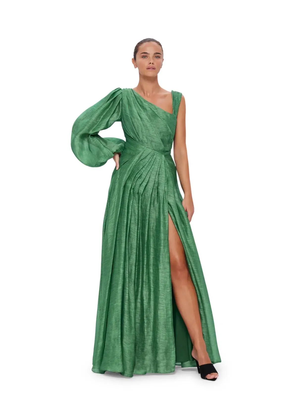 Leo Lin Abby One Shoulder Forest Green Dress Size 14 - Image 1