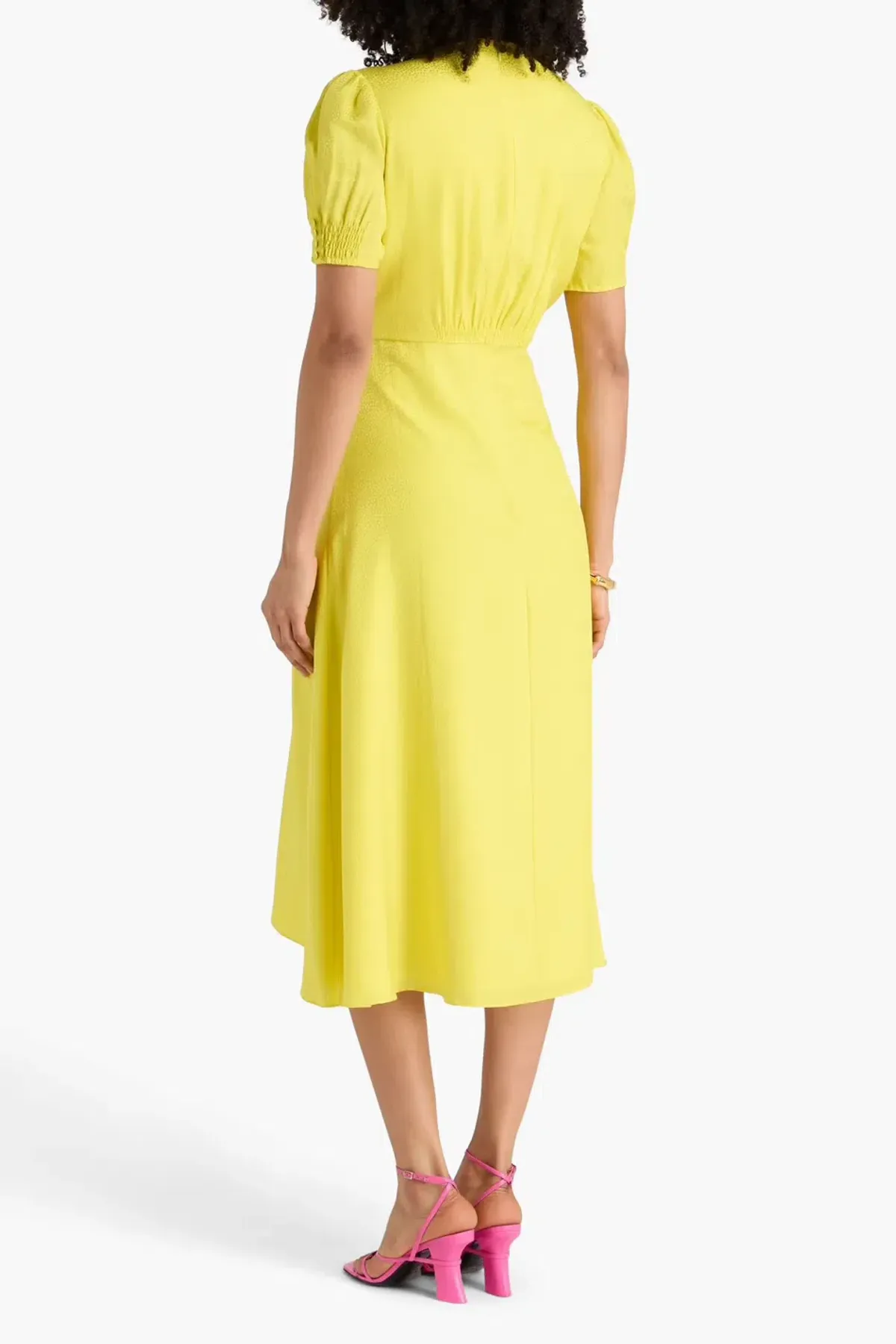 Saloni Yellow Lea Embroidered Silk Dress Size 8 - Image 3
