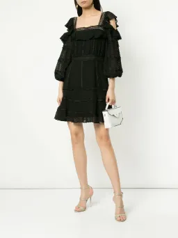Rachel Gilbert Ollie black silk & cotton mini dress with puff sleeves Size 8 for rent on The Volte - image 1