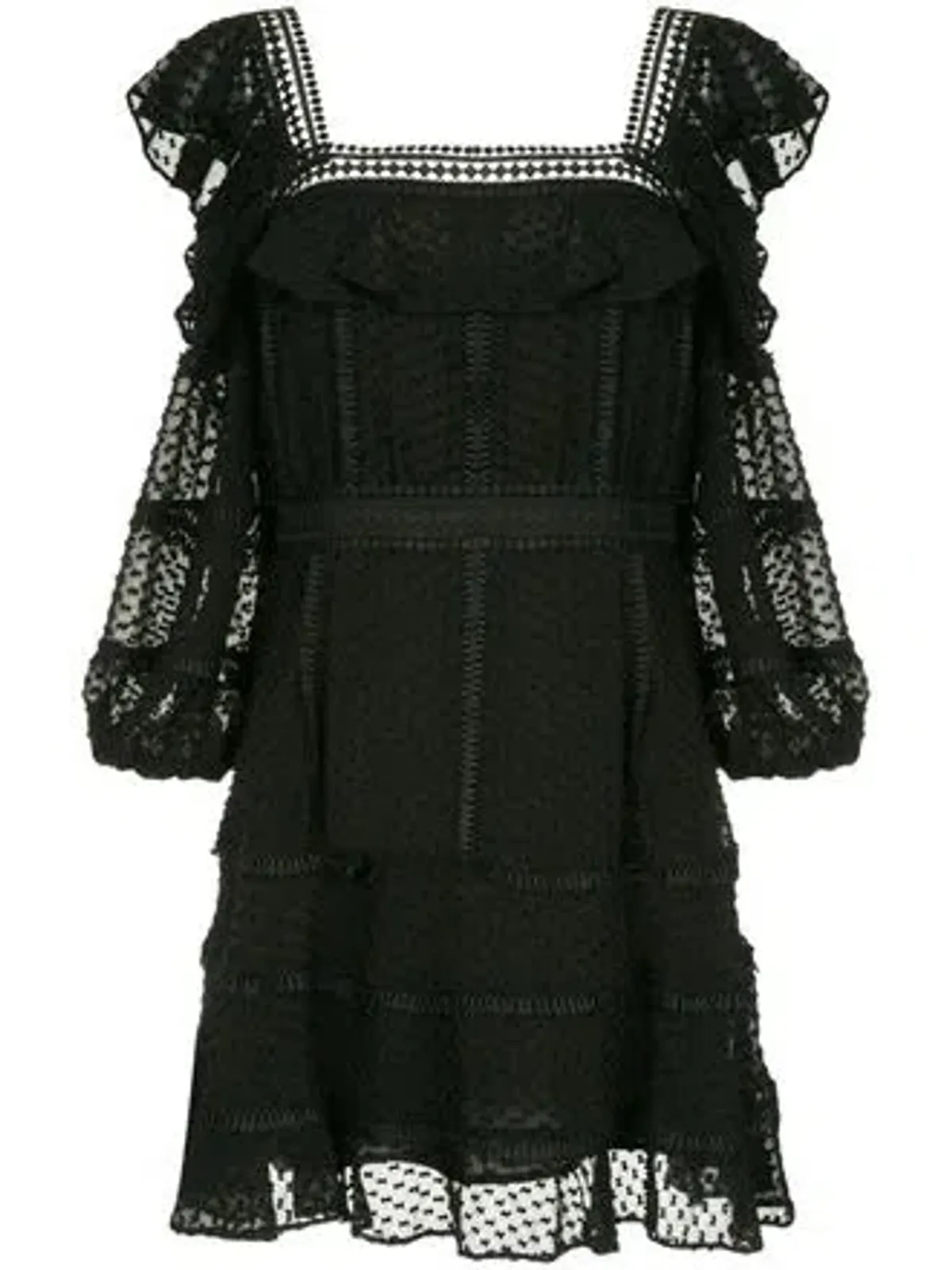 Rachel Gilbert Ollie black silk & cotton mini dress with puff sleeves Size 8 - Image 2