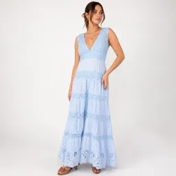 Temptation Positano lace blue eyelet dress Size S for rent on The Volte - image 1