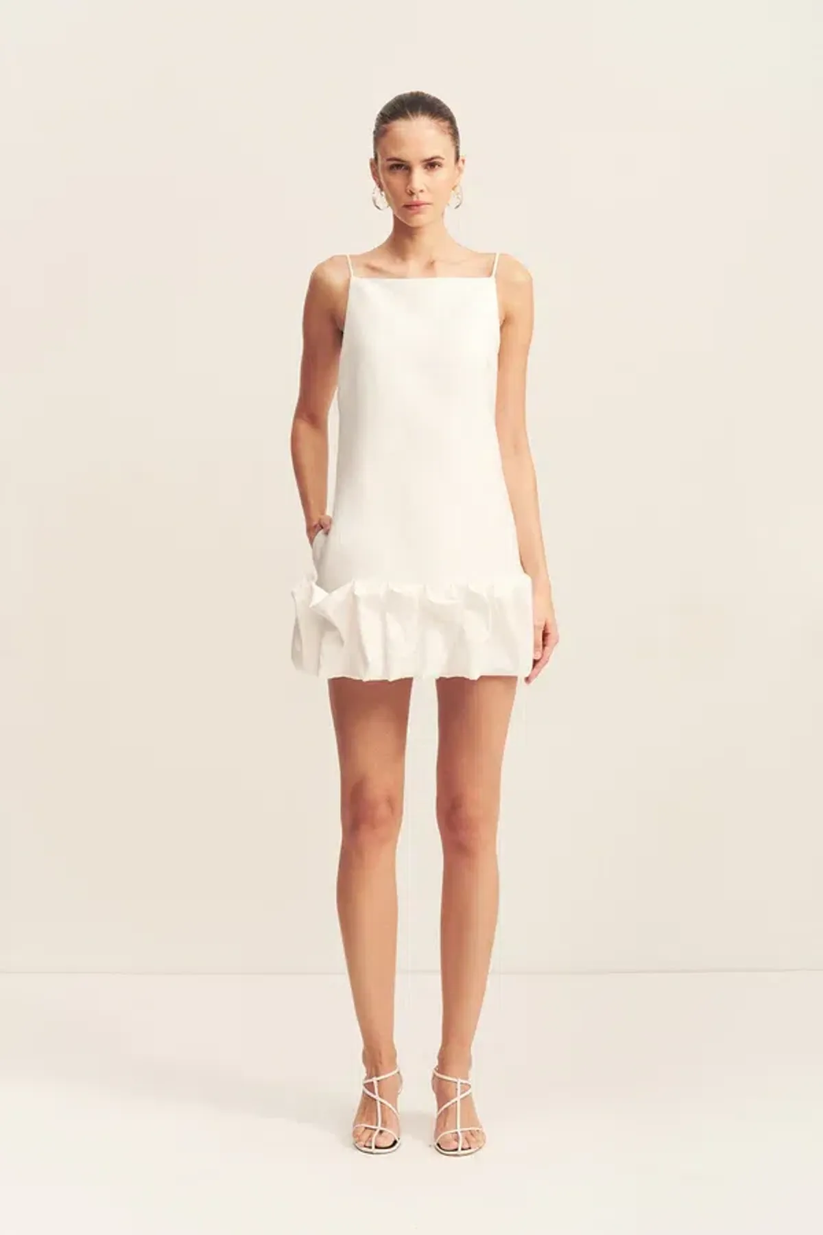Shona Joy Otis Bubble Hem Mini Dress White Size 8 - Image 1