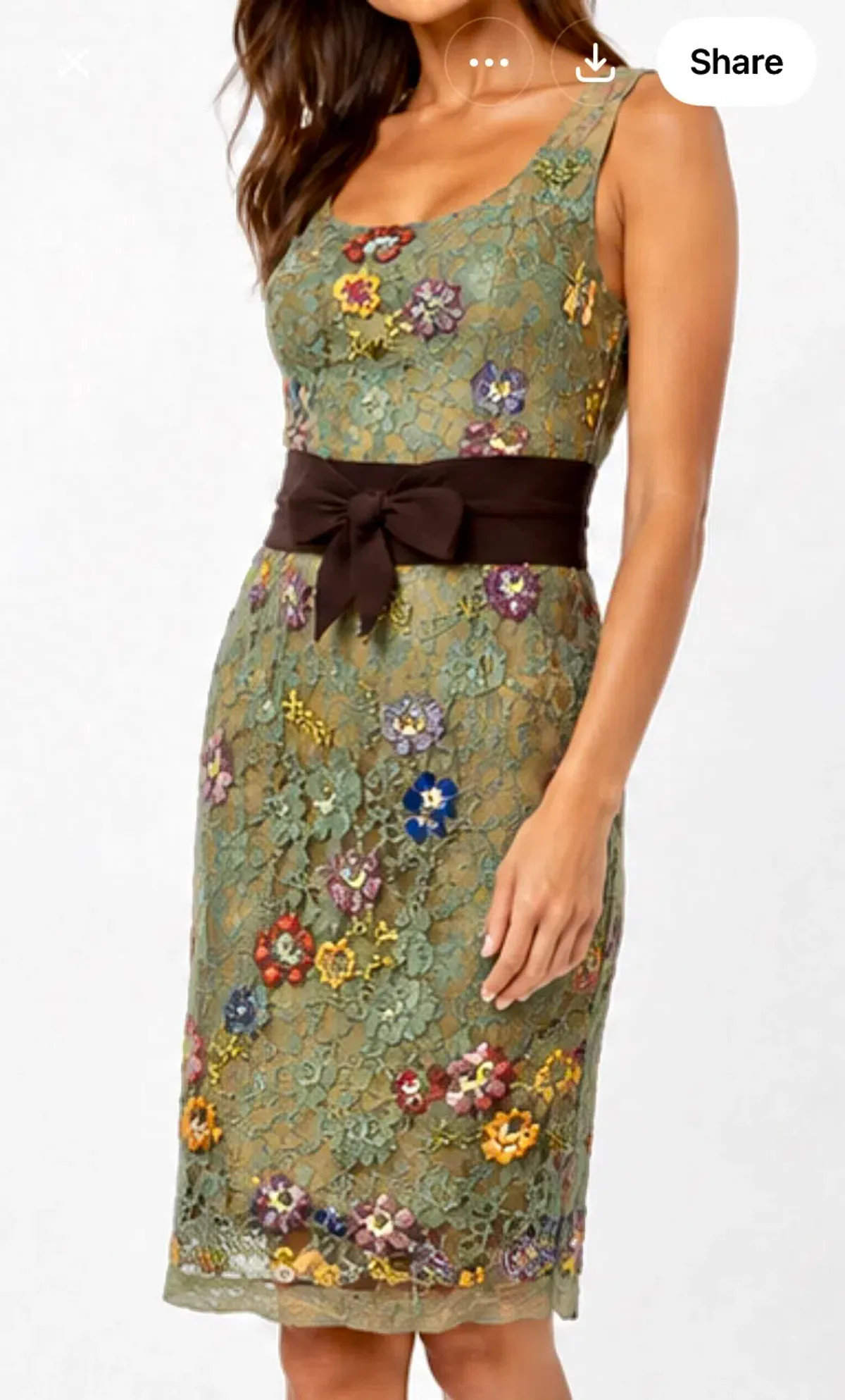 Scanlan Theodore boutique Beaded Green Mesh Dress Size 8 - Image 1