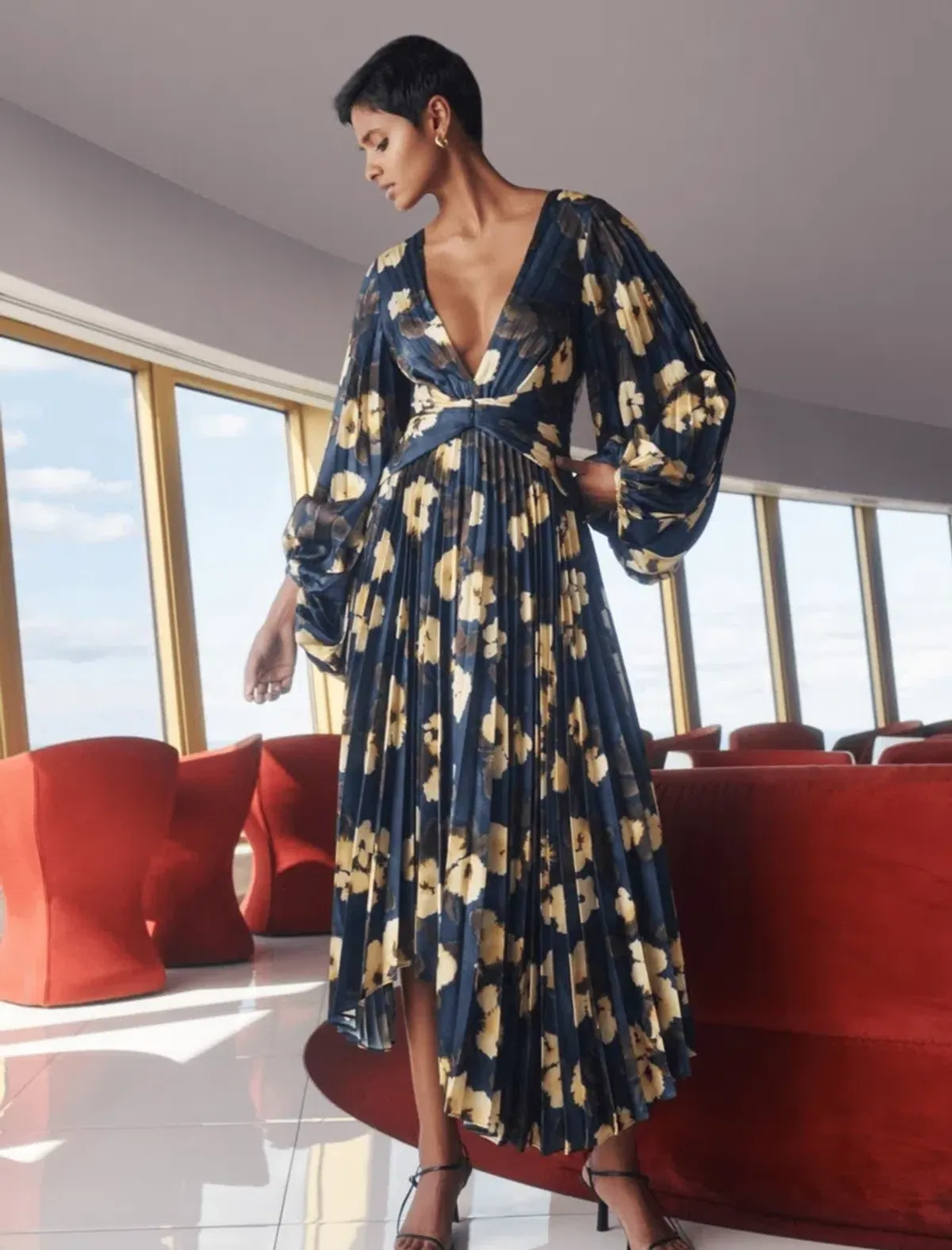Acler Palms Long Sleeve Midi Dress size 16 - Image 4