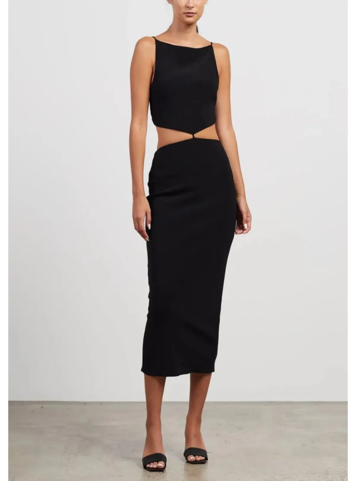 Bec & Bridge Scout Cut Out Midi Dress Black Size AU 8 - Image 1
