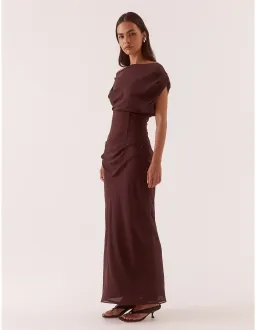 Sovere Ada Off Shoulder Dress Size 12 Chocolate for rent on The Volte - image 4