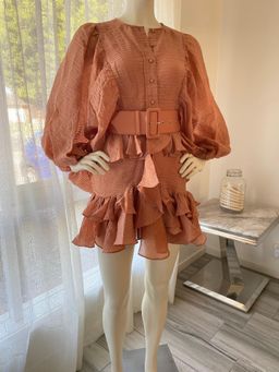 Charlotte Draped Mini Dress- Desert Rose for rent on The Volte - image 2