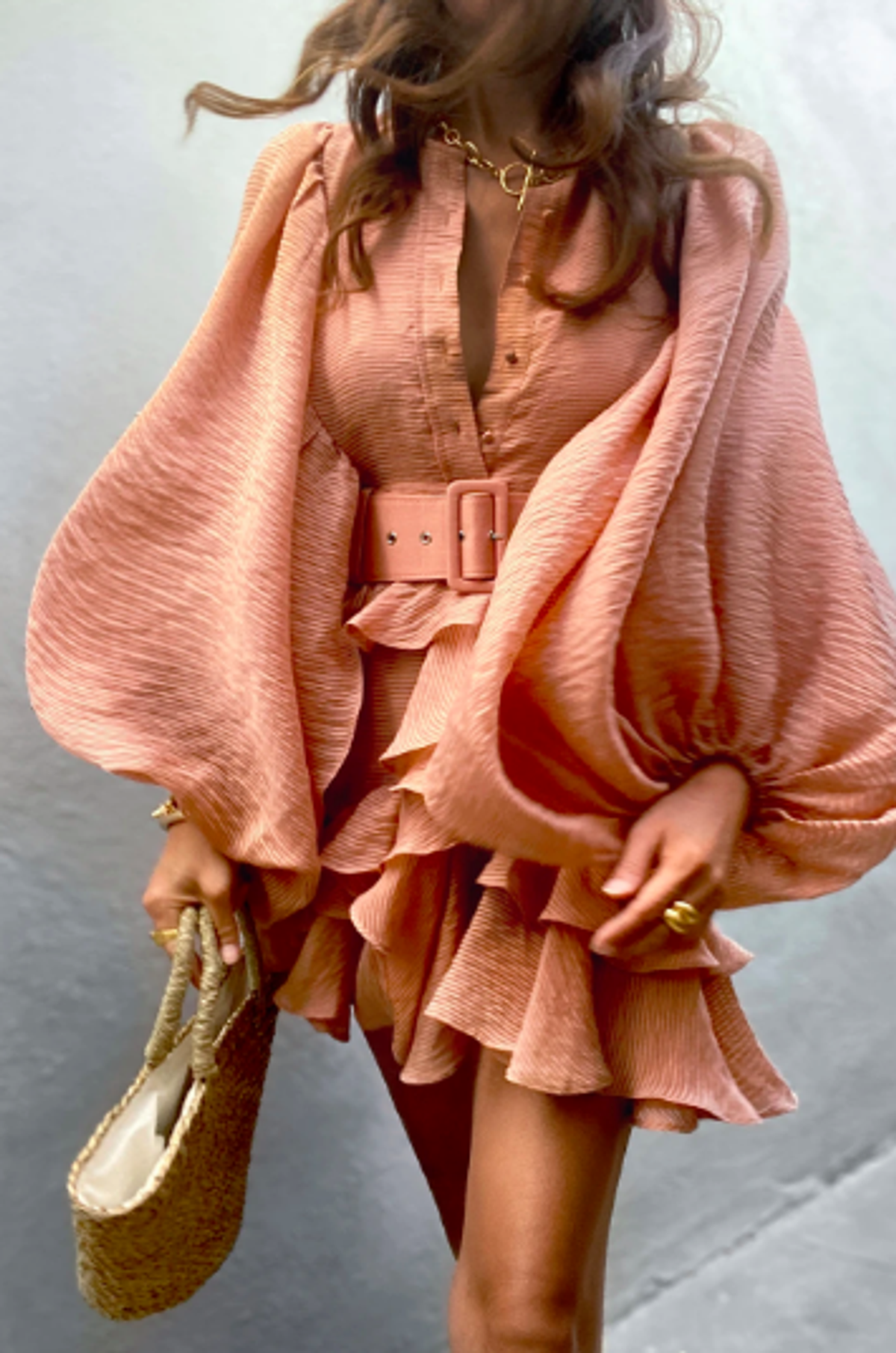 Charlotte Draped Mini Dress- Desert Rose - Image 1
