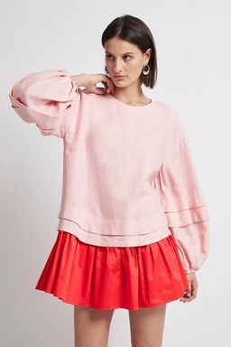 Aje Quietude Long Sleeve Mini Dress Red/Pink Size 4 for rent on The Volte - image 2