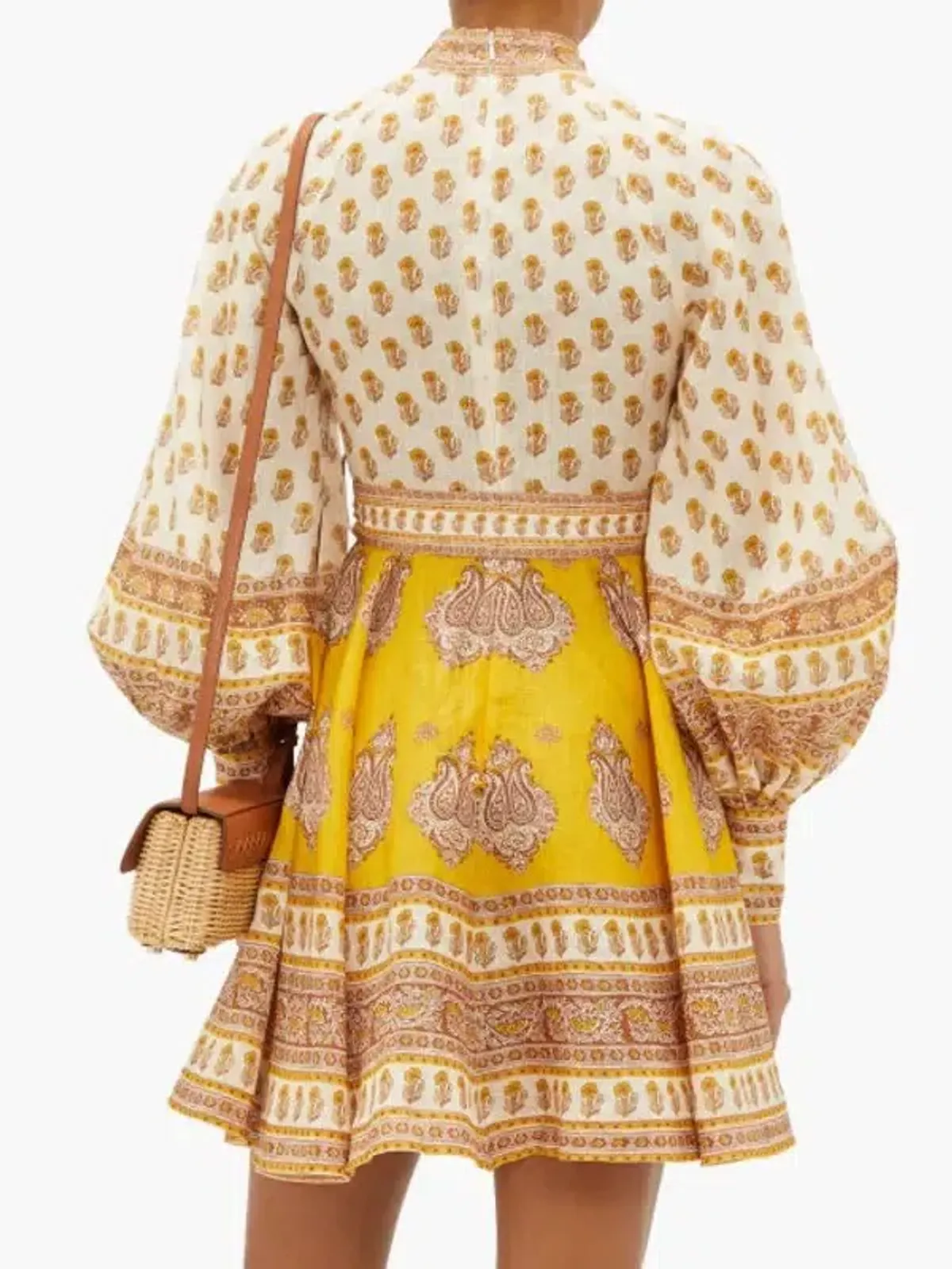 Zimmermann Bonita Buttoned Dress Mustard Paisley Size 6 - Image 2