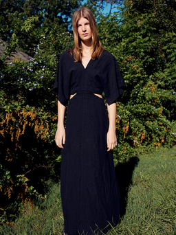 BASSIKE linen v neck longerline dress for rent on The Volte - image 1
