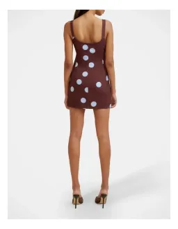 🟤 By Johnny Paloma Polka Mini Dress in Brown - Size 8 🟤 for rent on The Volte - image 2