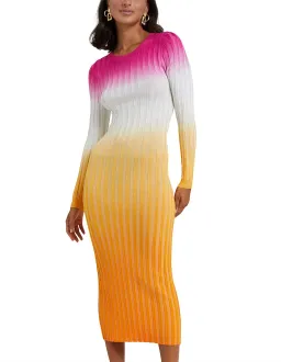 By Johnny Fuchsia Sunrise Ribbed Midi Dress Multi Size 8 for rent on The Volte - image 1