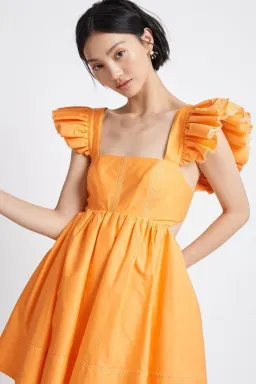 Aje Midsummer Mini Dress in Mango Size 8 for rent on The Volte - image 1