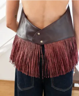 Holli Worldwide - Ana Leather Halter in Deep Bordeaux for rent on The Volte - image 3
