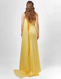 Bariano Davina One-Shoulder Gown Yellow Size 14 for rent on The Volte - image 4