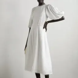 🤍ZIMMERMANN Rosa Button Detailed Lace Linen Midi Dress – Ivory White – Size 0 (AU 8)🤍 for rent on The Volte - image 7