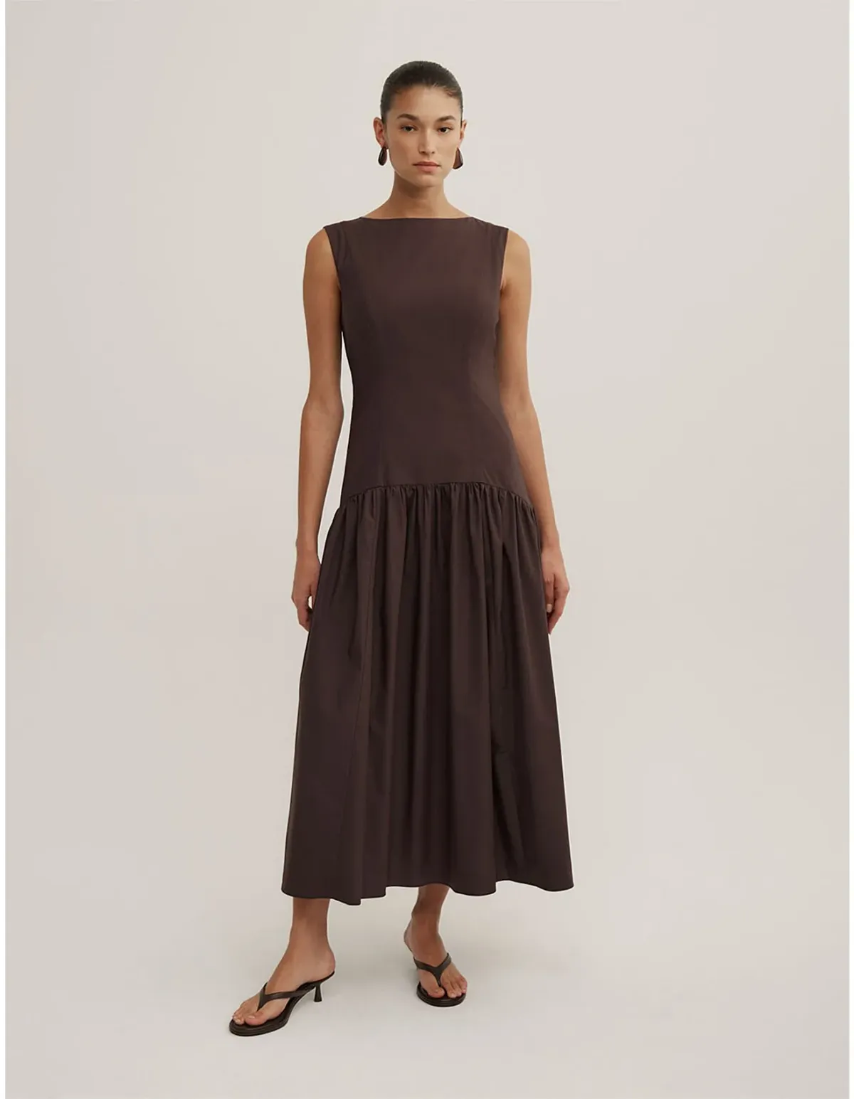 Witchery Basque Waist Dress Size 12 AU Espresso - Image 2