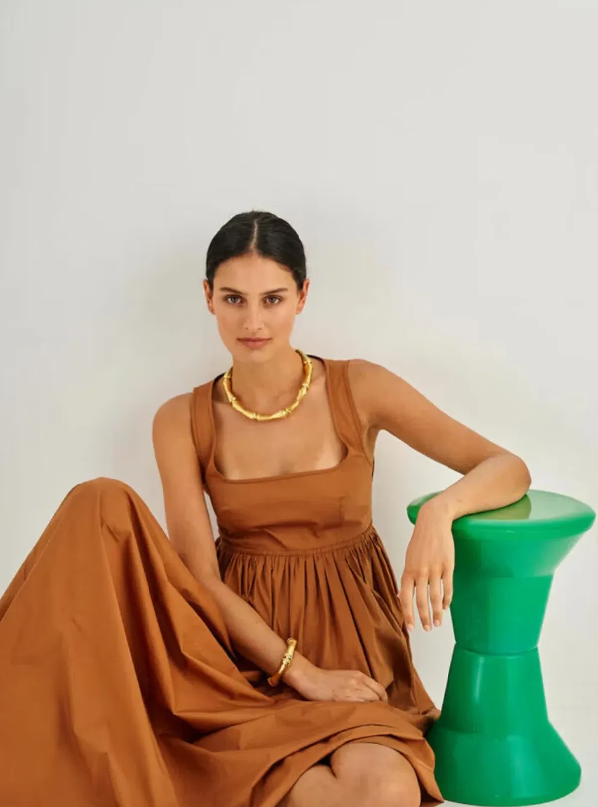 Oroton Maxi Strappy Sundress Gingerbread Size 6 - Image 6