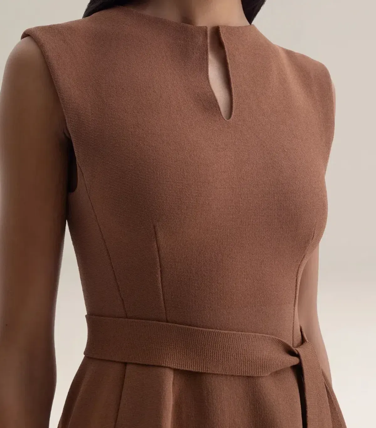 Scanlan Theodore Crepe Knit Cap Sleeve Mini Dress Spice Size XS - Image 2