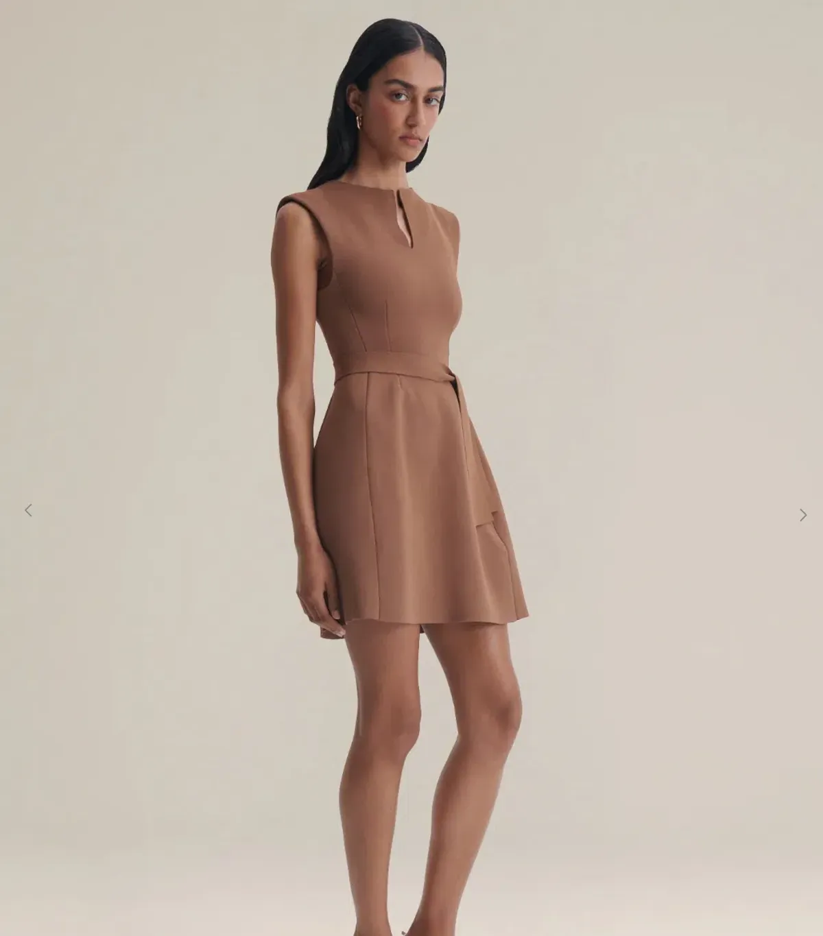 Scanlan Theodore Crepe Knit Cap Sleeve Mini Dress Spice Size XS - Image 4