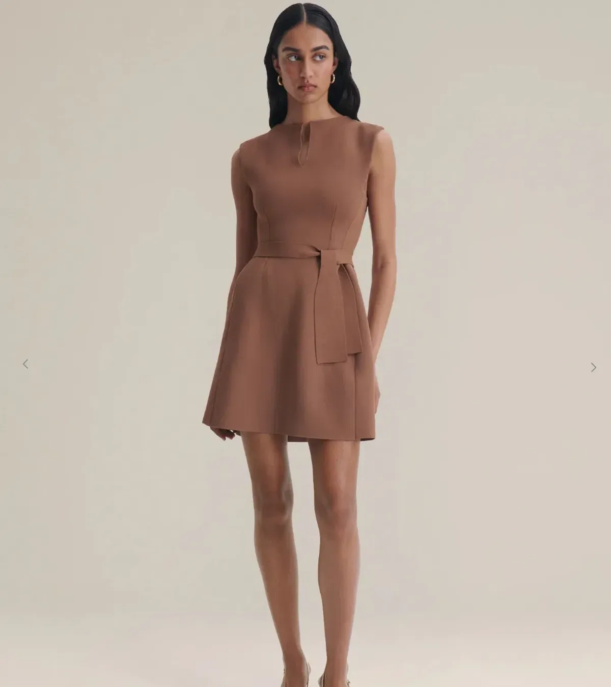 Scanlan Theodore Crepe Knit Cap Sleeve Mini Dress Spice Size XS - Image 1
