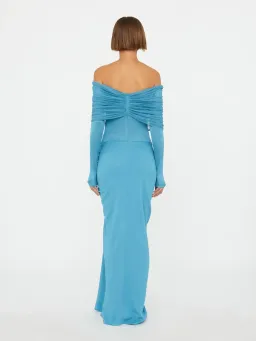 Sonora Veiled Long Sleeve Ruched Dress for rent on The Volte - image 4