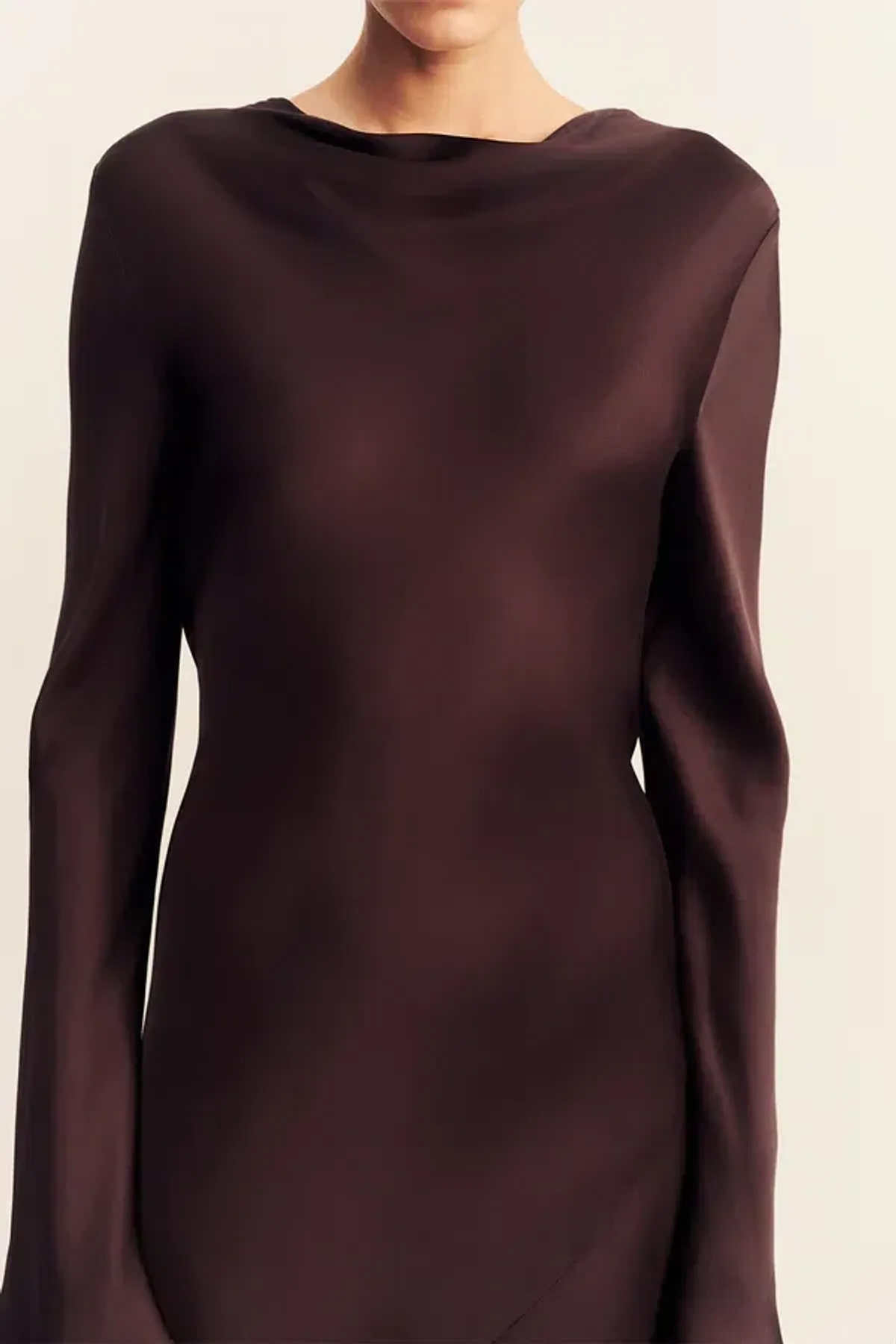 Shona Joy Agnes Long Sleeve Maxi Dress With Belt in Espresso - size 8 - Image 8