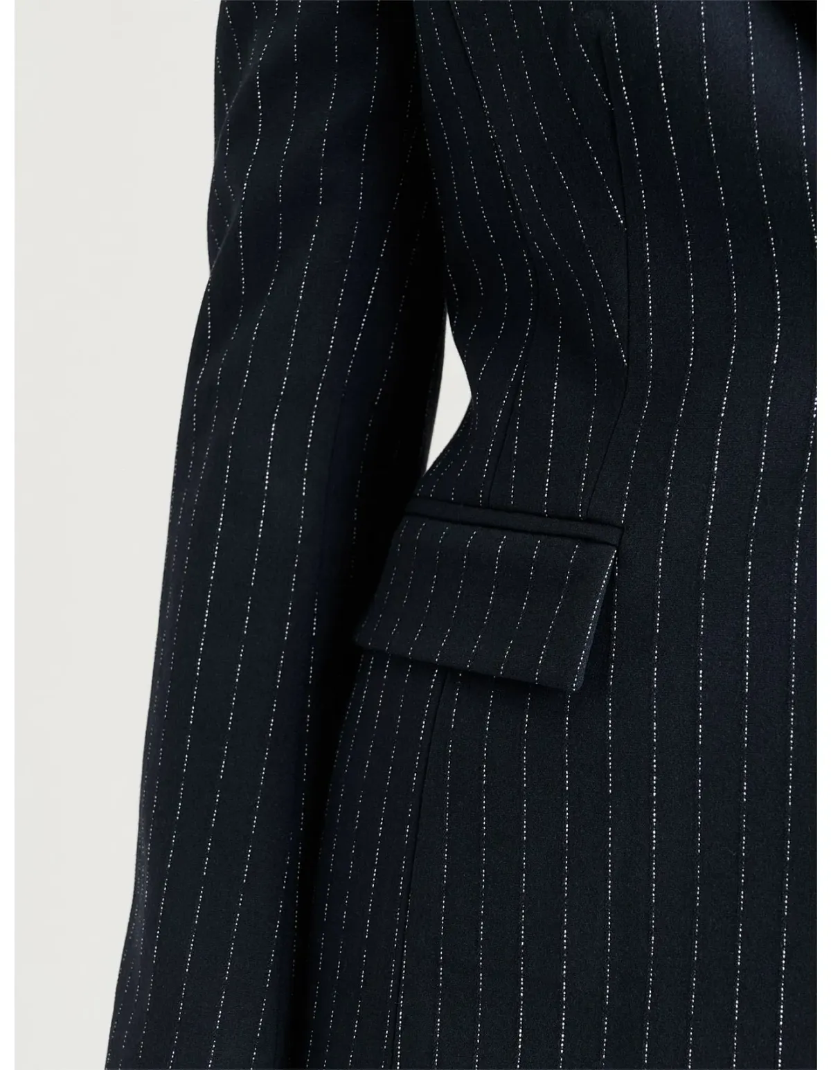 Veronika Maine Navy Pinstripe Fitted Blazer Size 12 AU - Image 3