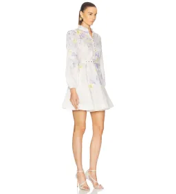 Zimmermann Crush Buttoned Mini Dress in Lilac Floral Size 1/AU10 for rent on The Volte - image 2