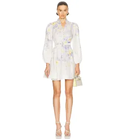 Zimmermann Crush Buttoned Mini Dress in Lilac Floral Size 1/AU10 for rent on The Volte - image 1