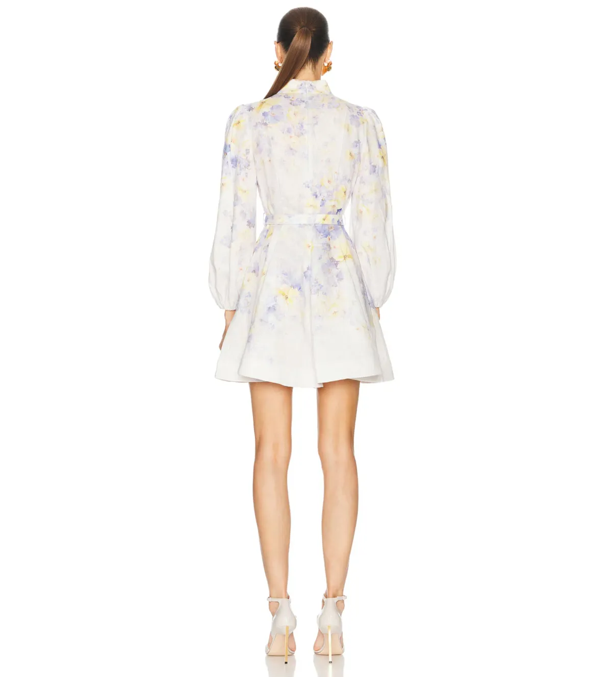 Zimmermann Crush Buttoned Mini Dress in Lilac Floral Size 1/AU10 - Image 3
