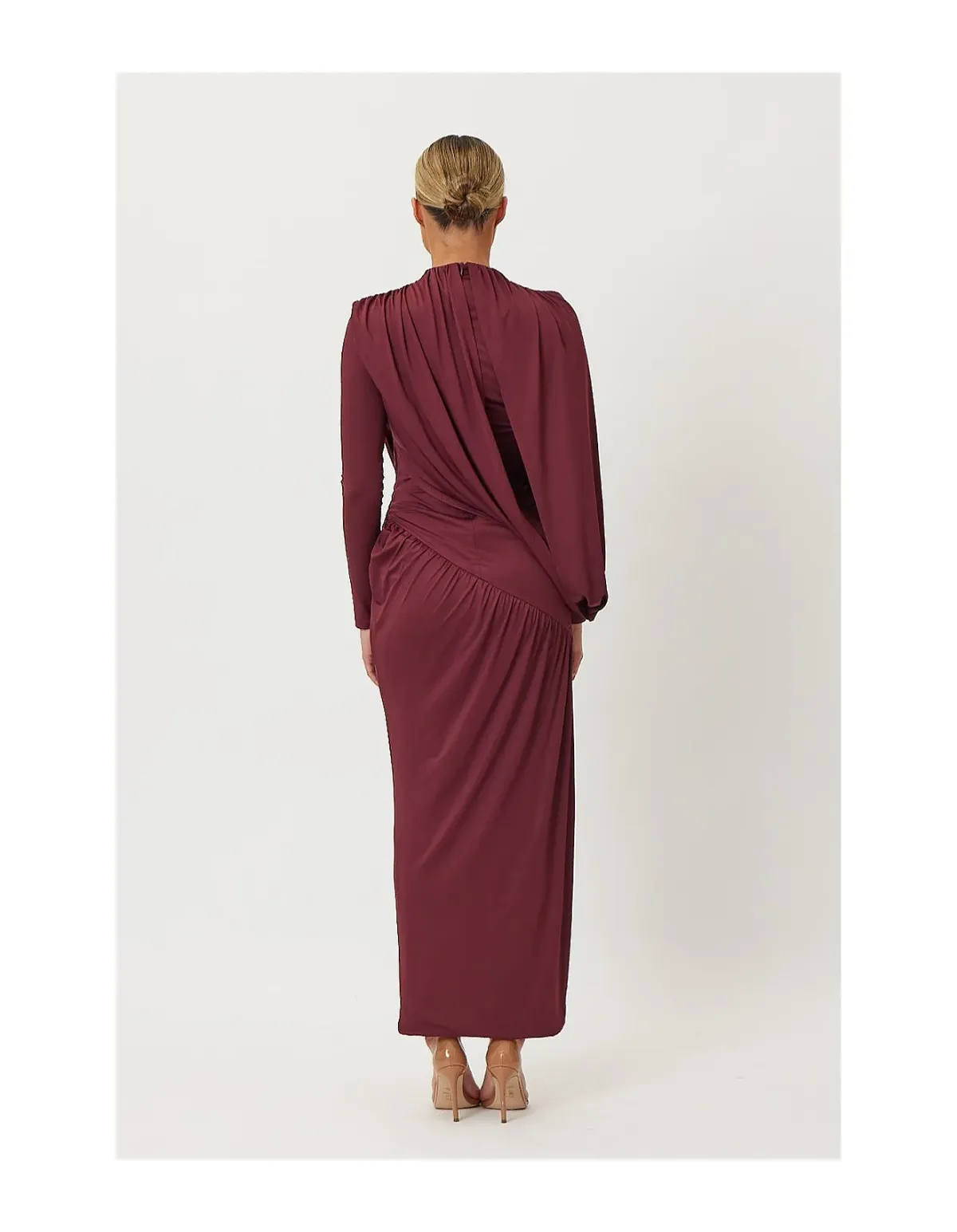 Bianca Bridgett Romaine Maxi Dress Burgundy Size 10 - Image 3