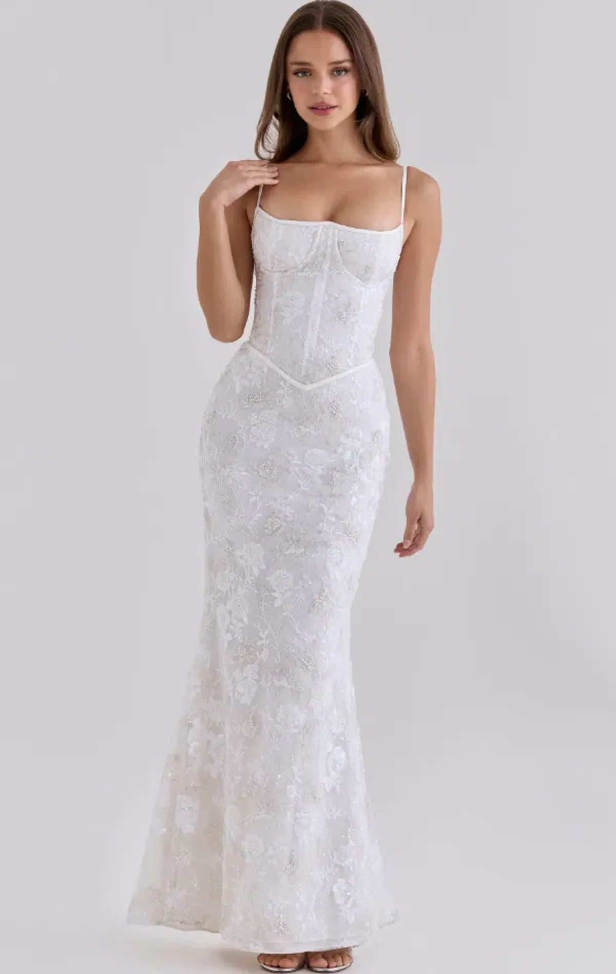 House of CB Naima white hand beaded embellished corset maxi dress Regular Cup Size M - Image 1