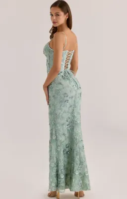 House of CB Naima jade hand beaded embellished corset maxi dress Regular Cup Size XS for rent on The Volte - image 2