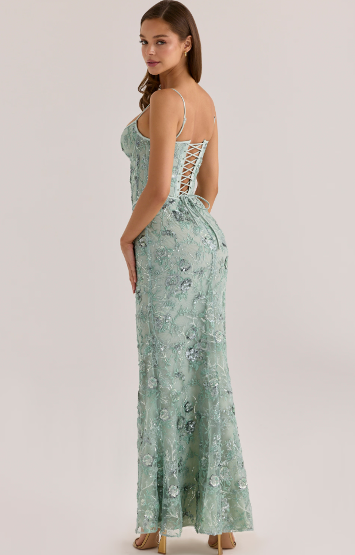 House of CB Naima jade hand beaded embellished corset maxi dress Regular Cup Size M - Image 2