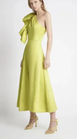 Aje Bonjour Asymmetric Midi Dress in Lime Green  Size 4  for rent on The Volte - image 4