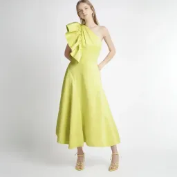 Aje Bonjour Asymmetric Midi Dress in Lime Green  Size 4  for rent on The Volte - image 1