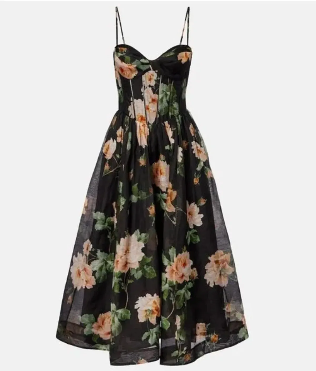 Zimmermann Luna Corset Midi Dress Black Floral Size AU 12 (3) - Image 1