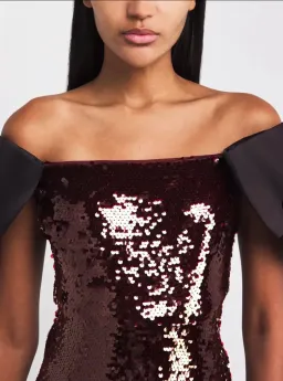 Self-Portrait Brown Sequin Bow Maxi Dress Size 6  for rent on The Volte - image 6