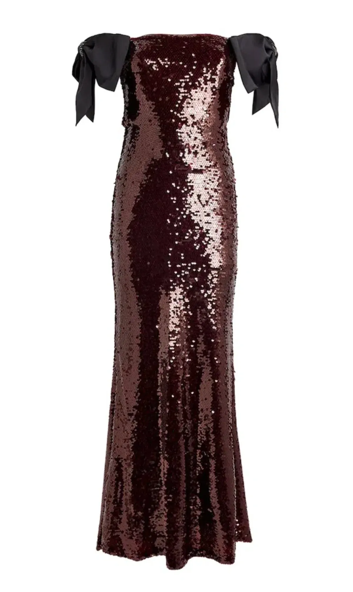 Self-Portrait Brown Sequin Bow Maxi Dress Size 6  - Image 3