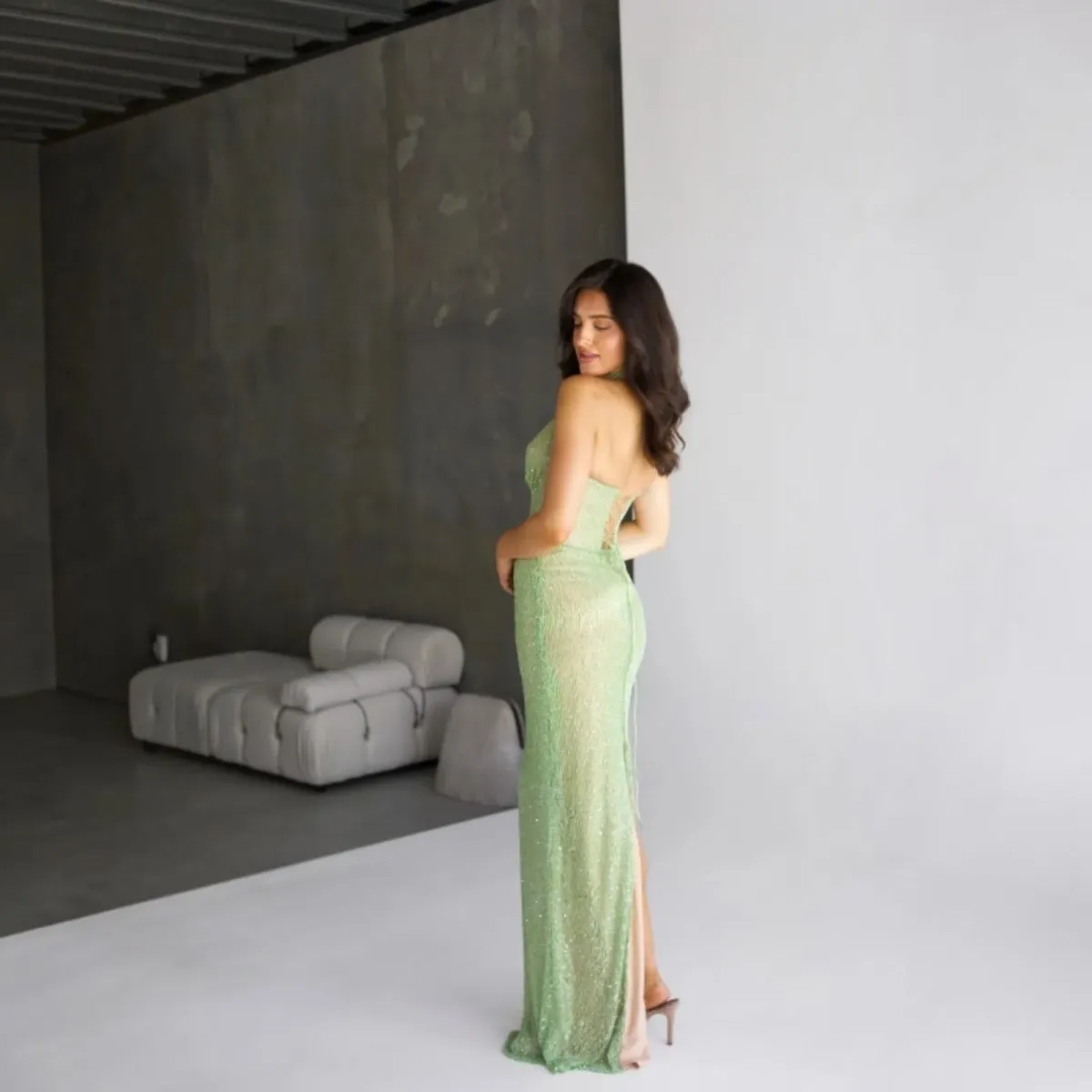 Couture Enchanted Corset Gown In Emerald Size XS - Image 5