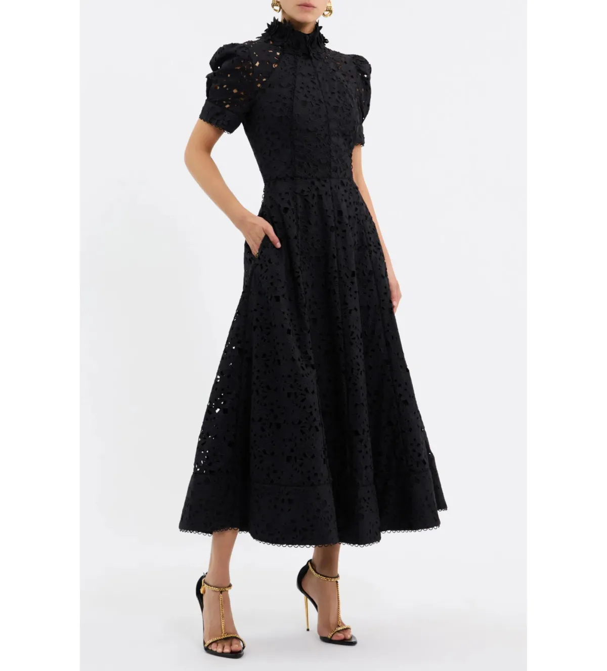 Rebecca Vallance Kitsu Short Sleeve Midi Dress Black Size 10 - Image 3